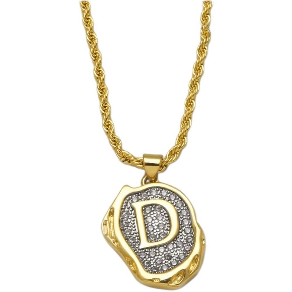 Gold Plated and Silver D Initial Pendant Necklace